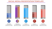 Social media template showing percentage-filled bars for five platforms, aligned with icons below each bar.