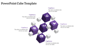 3D cube arrangement with purple and gray blocks showcasing business-related icons such as teamwork, handshake, and idea.