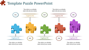 Five puzzle pieces in a horizontal arrangement, each representing a step or concept with associated captions and numbers.