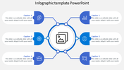 Circular infographic with six surrounding captions, each connected to the center image icon and including icons.