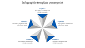 Infographic PowerPoint template with five sections arranged in a star shape, each containing a caption.