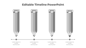 PowerPoint slide showing a grayscale timeline with pencil icons labeled 20XX and placeholder text.