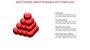 Pyramid PowerPoint template with a red color scheme and titles for Chairman, Vice President, Board of Directors, and CEO.