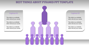 Pyramid template with purple human figures in a hierarchy, paired with two gray text boxes, on a gradient background.