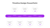 Green timeline bar with six '20XX' labels linked to white circular text bubbles, caption areas with green accents.