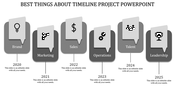 Purple timeline with arrows and circular icons for stages Idea, Analysis, Time, Process, Target, and Profit.