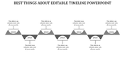Timeline PowerPoint slide featuring seven years from 2020 to 2026 with labels and sections in a grey zigzag pattern.