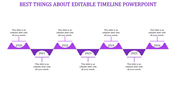 Timeline PowerPoint slide featuring seven years from 2020 to 2026 with labels and sections in a purple zigzag pattern.