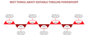 Minimalist red timeline with a structured wave like design and labeled milestones from 2020 to 2026.
