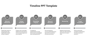 Flat design timeline with six gray milestone markers, each linked to a horizontal bar representing project stages.