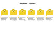 Minimalist yellow project timeline featuring six steps with rounded labels, each connected to a progress tracker with dots.