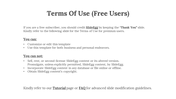 White slide with black text outlining free user permissions and restrictions for using a presentation template.