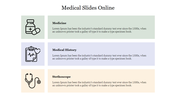 Three horizontal sections, each representing medical icons, with pastel colored backgrounds.