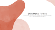 Abstract online slide design with overlapping shaped themes on a white background, with placeholder text on the right side.