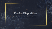 Stylish Fondos Diapositivas with a golden frame and deep blue, abstract design.