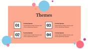 Creative PowerPoint slide design with numbered boxes and colorful abstract shapes on a soft peach backdrop.
