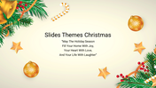 Christmas themed layout featuring gold ornaments, candy canes, and pine sprigs on a light beige backdrop.