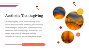 Thanksgiving design with orange pumpkins in circular frames and a minimalistic layout with soft colors and text.