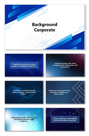 Background corporate slides with blue gradient layers, geometric lines, and modern professional slide layout.