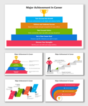 Major Achievement In Career showing multicolor layers, icons, and brief notes on goals, effort, growth, and achievement.