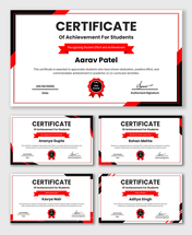 Achievement Certificate Of Appreciation For Students with red ribbons, framed border, name, date, signature