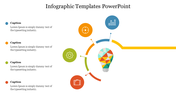 Colorful infographic slide featuring a central light bulb surrounded by icons and caption placeholders.