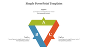 Simple loop diagram with segments labeled A, B, and C in green, blue, and red, each linked to a caption around the shape.