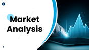 Market analysis slides with blue theme, growth chart visuals, graphs, icons, diagrams, and structured business insights.