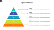 Slide featuring a pyramid with five layers in colors from green to orange, each connected to captions with arrows.