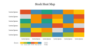 Colorful stock heat map slide displaying various scores with placeholder text.