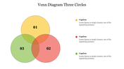 Venn diagram with three intersecting circles labeled 01, 02, and 03 in yellow, red, and green with captions.