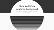 Minimalistic monochrome design with horizontal lines in a circular pattern against a black and white background.