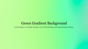 Green gradient background transitioning from light to dark shades with centered black text.