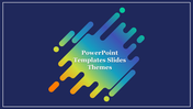Modern design featuring a multicolor splash shape in the middle of a navy background, framed by a white outline.