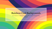 Abstract rainbow design with curved stripes in vibrant colors and a white bordered text box in the center.