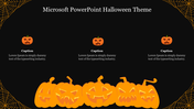  Halloween design with orange pumpkins, black background, white title text, and decorative spiderwebs in each corner.