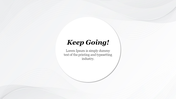 Slide with a large circular text area in the center on a light wavy white background.