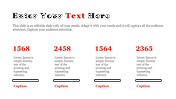 A simple PowerPoint slide featuring placeholder text and numbers, with a layout on a white backdrop.
