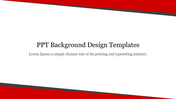 Slide with a white background angled between bold red borders, with text in the center.