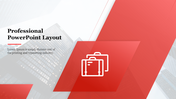 Professional PowerPoint layout featuring a modern red and white design with a briefcase icon.