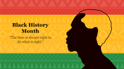 Silhouette of a head in black on a background with horizontal red, yellow, and green stripes with geometric patterns.