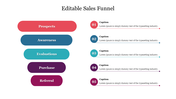 Sales funnel template with stages from Prospects to Purchase each with corresponding captions.