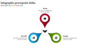 Colorful triangular infographic with red, blue, and green curved shapes extending from a central handshake symbol.