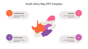 Map of South Africa showing regions such as Northern Cape, Limpopo, Eastern Cape, and Free State, with placeholder text.
