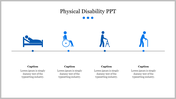 Physical disability slide with icons depicting different mobility stages with captions.