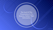 Dark blue background with circular and linear patterns, highlighting a central light blue bubble for presentation title.