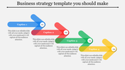 Arrow shaped infographic with four colorful steps in blue, red, green, and yellow, labeled 01 to 04.