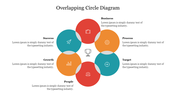 Six overlapping circles with icons representing from business to success around a central trophy icon.