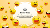 A cheerful slide background with various smiling yellow emoji faces surrounding a central text area with an inspiring quote.