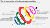 Business PowerPoint template with colorful rings representing the flow of ideas and key business concepts.